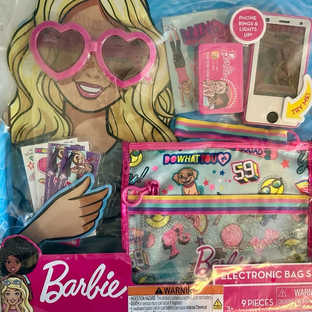 Barbie Electronic Bag Set with Toy Phone - Pink and Blue